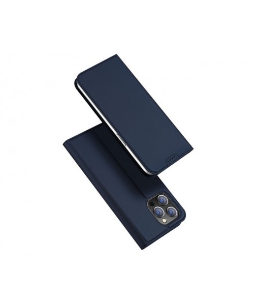 Husa iPhone 15 Plus, Flip Cover Duxducis Skin Pro, Albastru